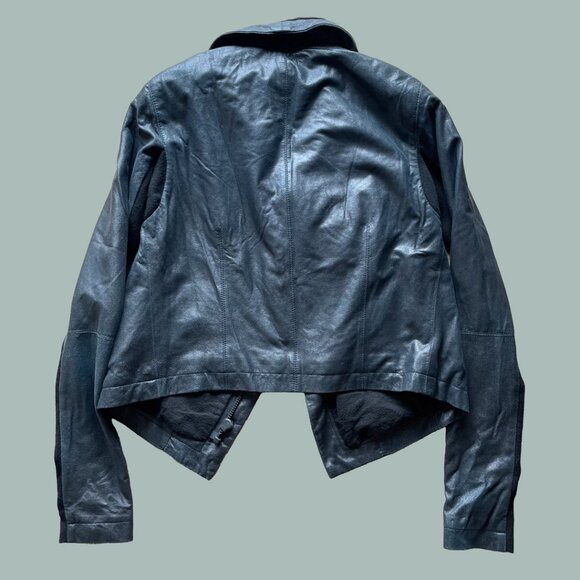 Veda Max Classic Leather Jacket in navy / black – S - Picture 5 of 9